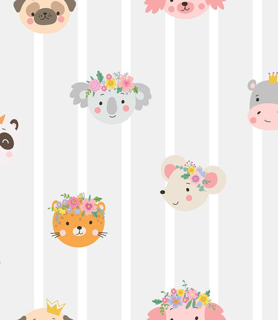 Visages d'Animaux aux Couronnes de Fleurs